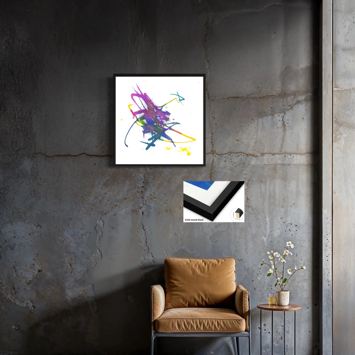 Canvas_solid wood black 0.75x1.125