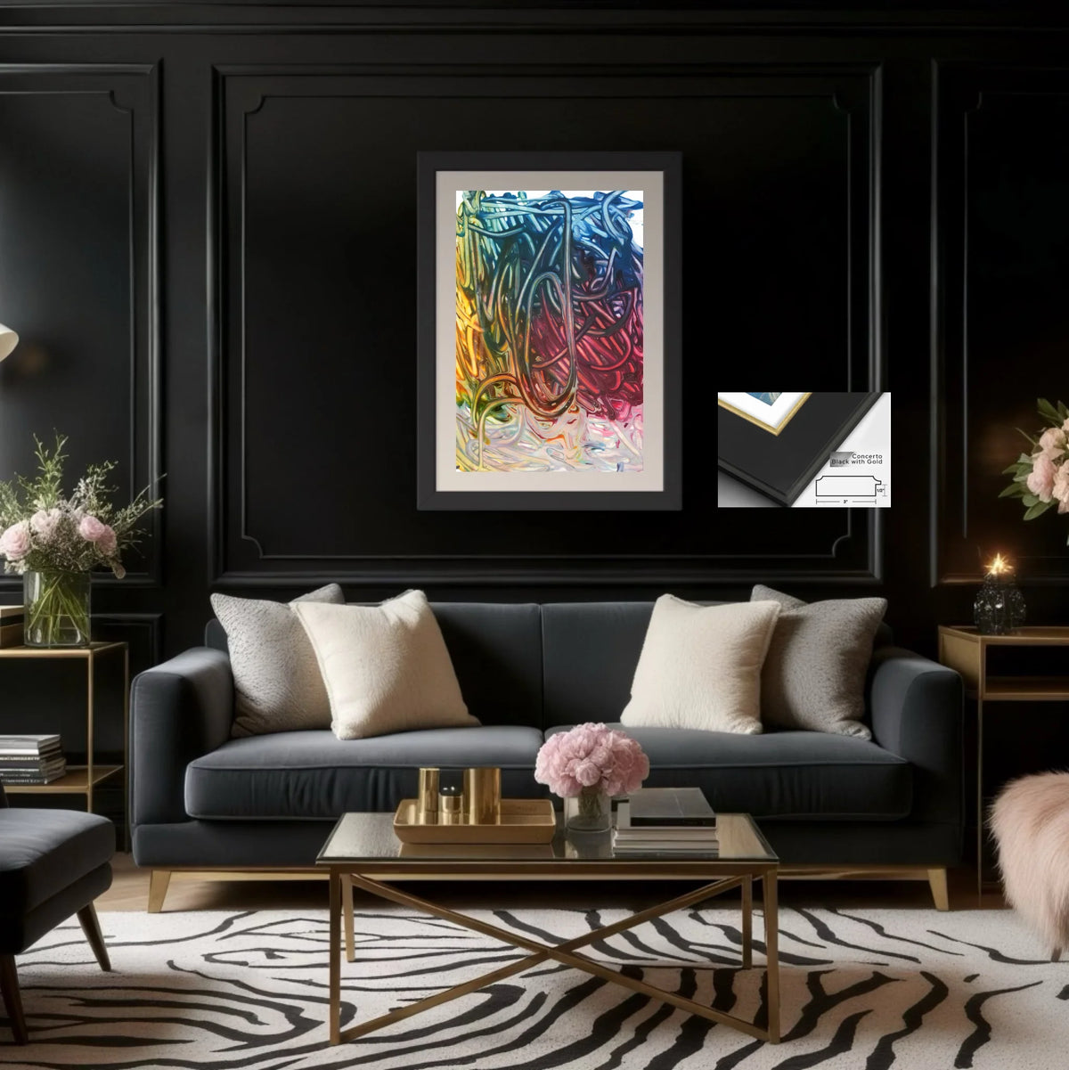 Paper prints_Concerto black gold 30x45 in_off white matt 3.5inch_3x0.875