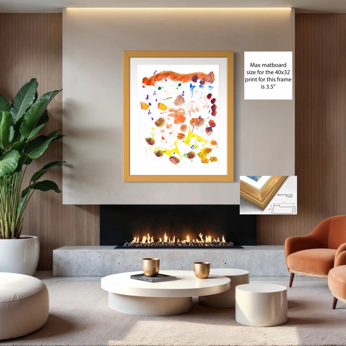 Paper print_Plein air gold_off white mat 3.5%22_3x1.125_36x45in