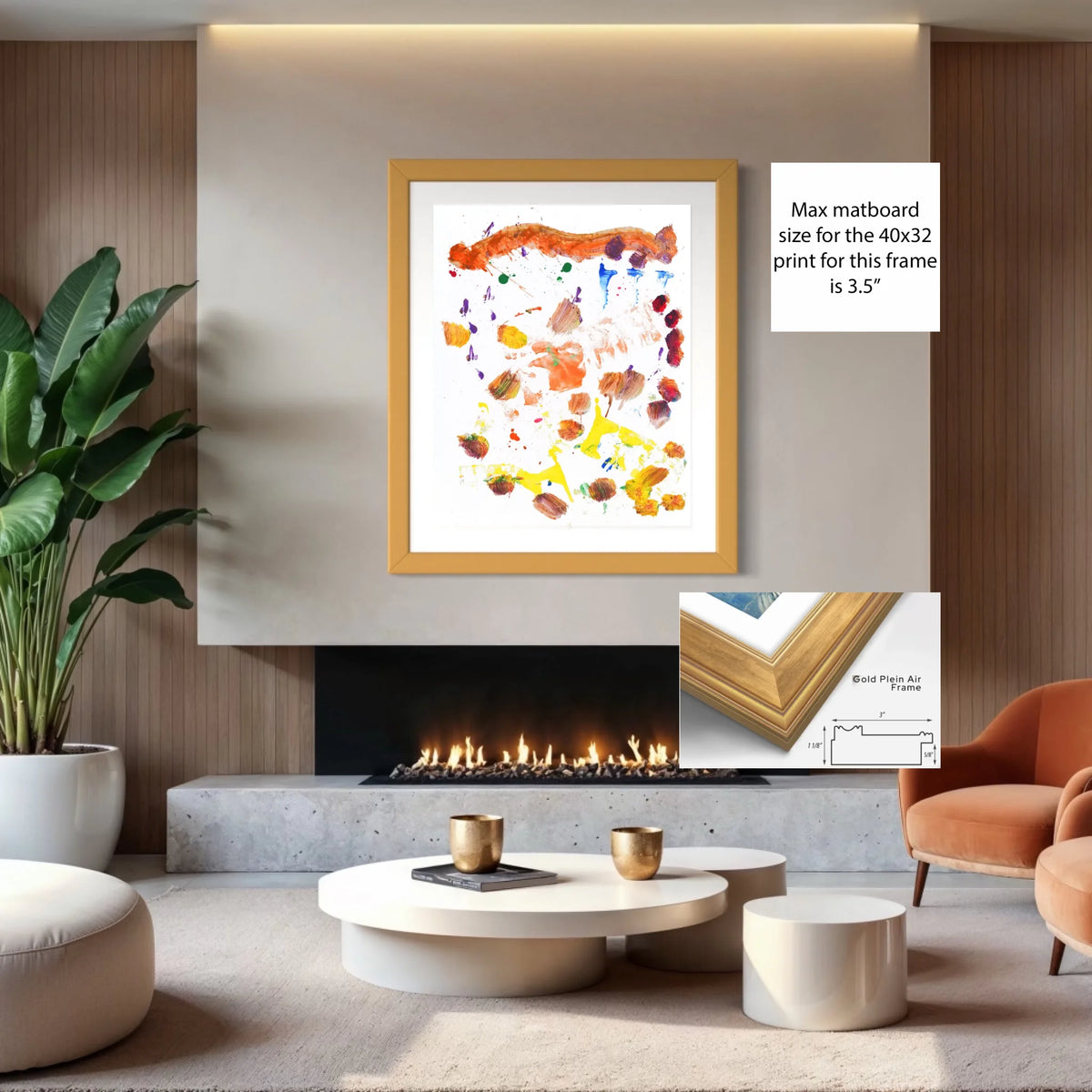 Paper print_Plein air gold_off white mat 3.5%22_3x1.125_36x45in