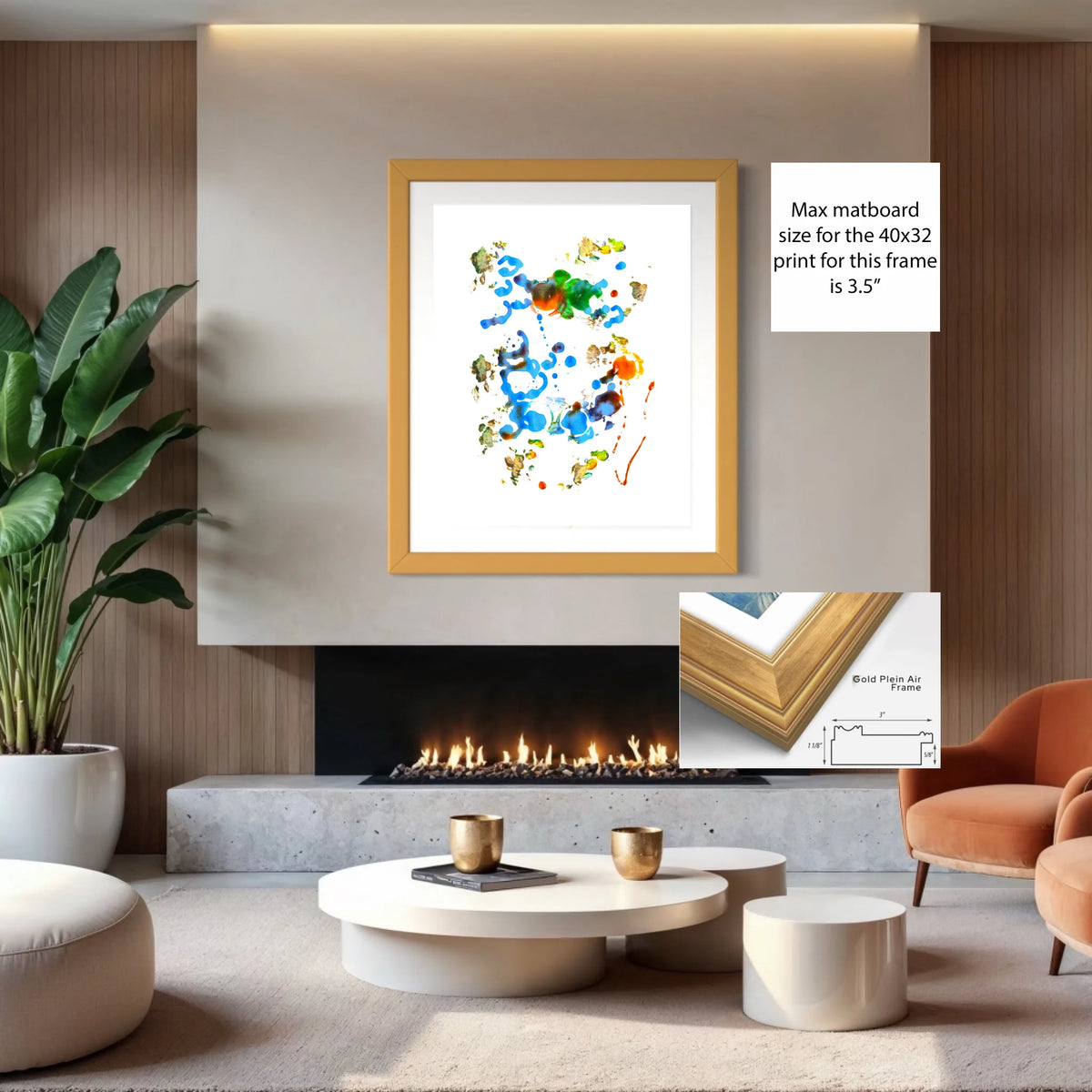 Paper print_Plein air gold_off white mat 3.5%22_3x1.125_36x45in