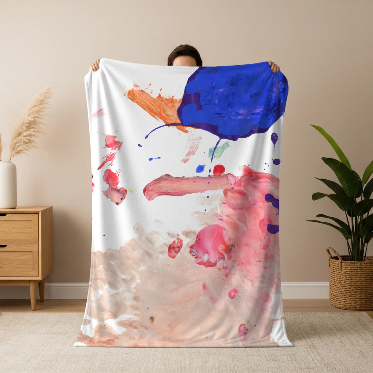 Man holding blanket mockup copy