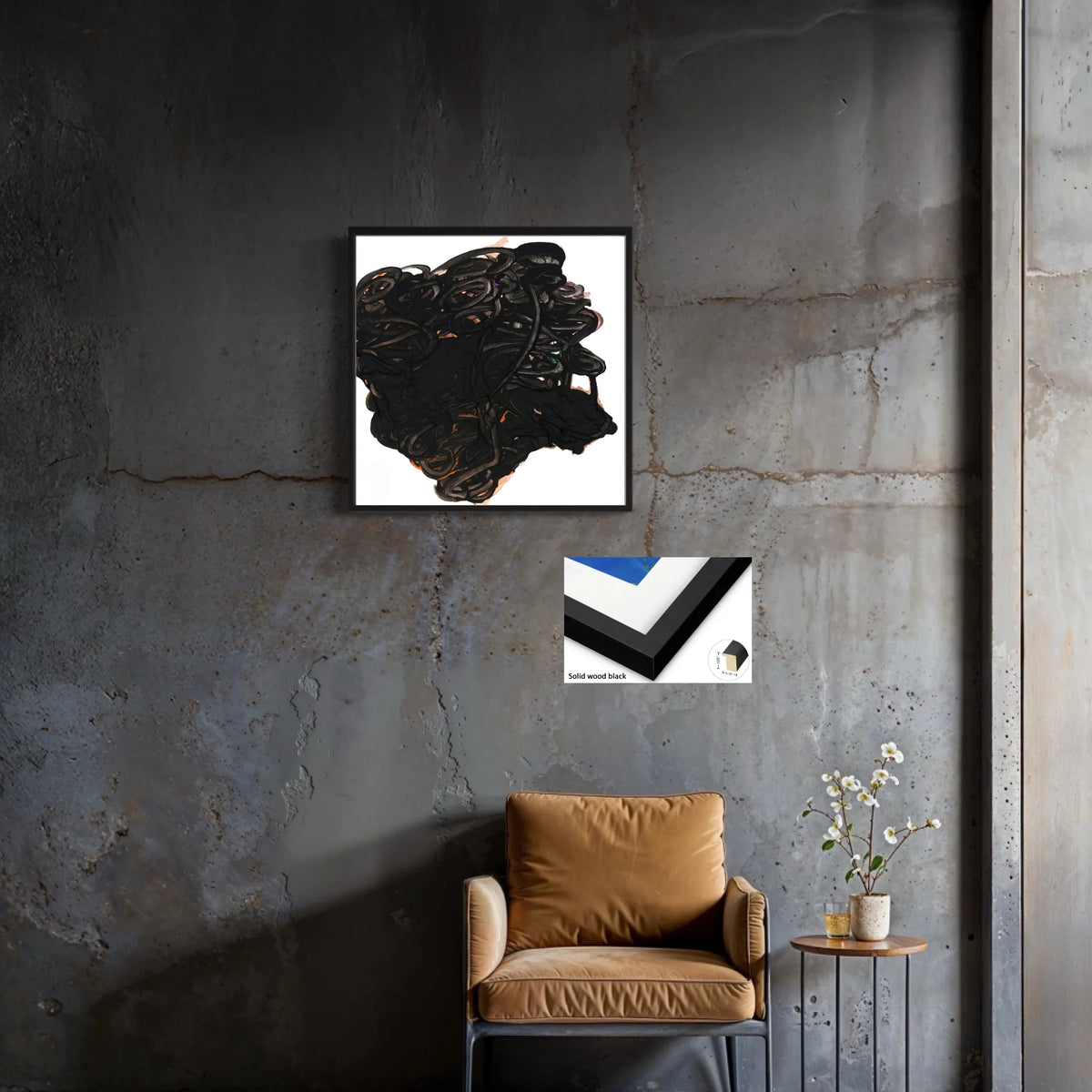 Canvas_solid wood black 0.75x1.125