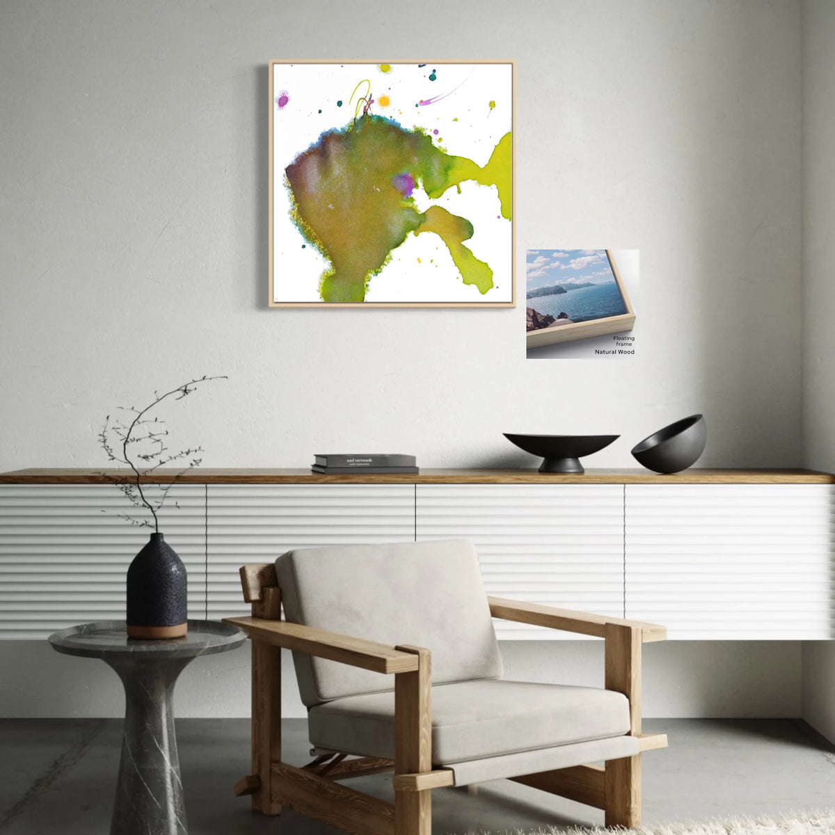 Canvas ratio 1 to 1_Floating_natural wood_CP-30x30-FNW