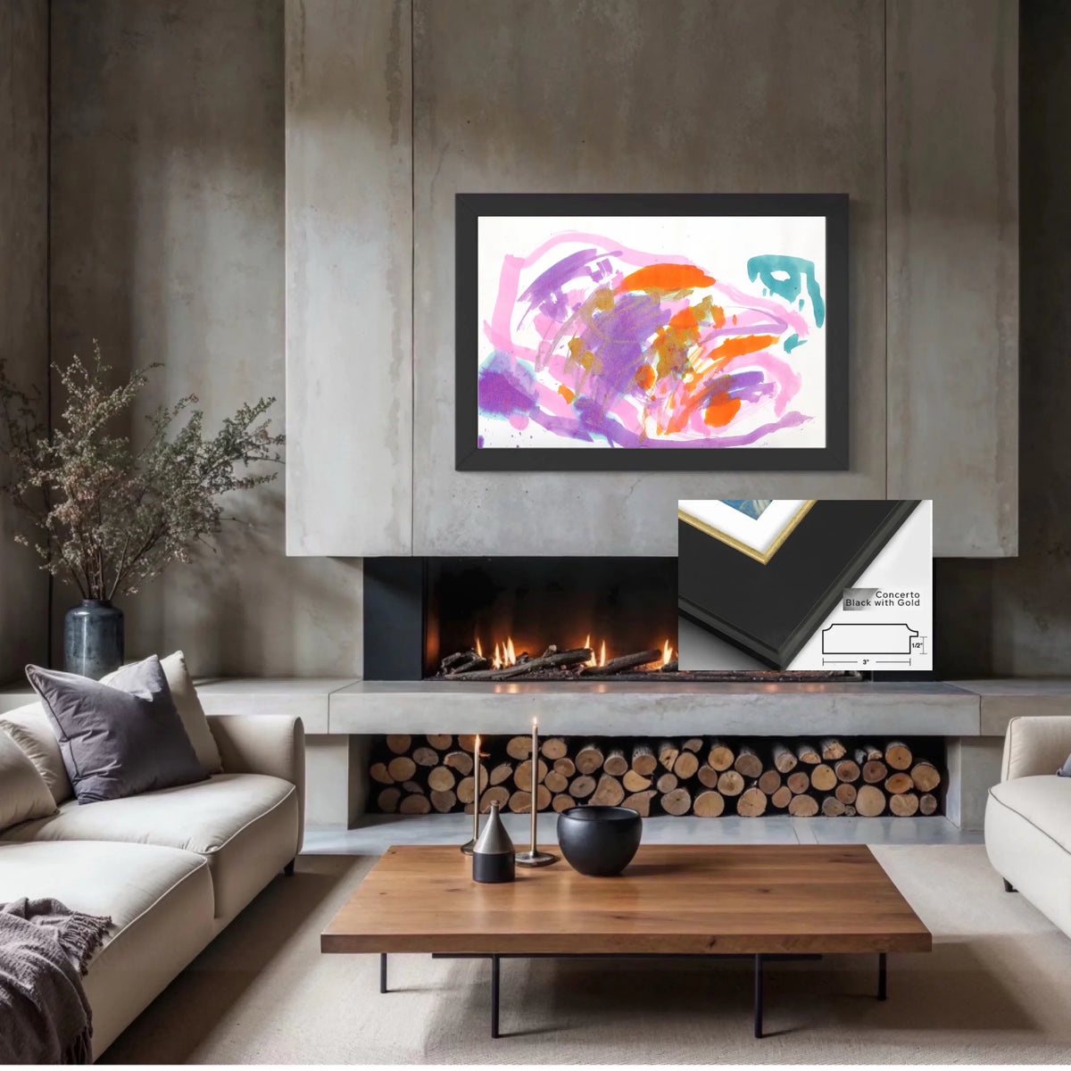 MU4A_Concerto_black_with_gold_framed canvas_CP-30x45x0.75-COBG-3x0.9