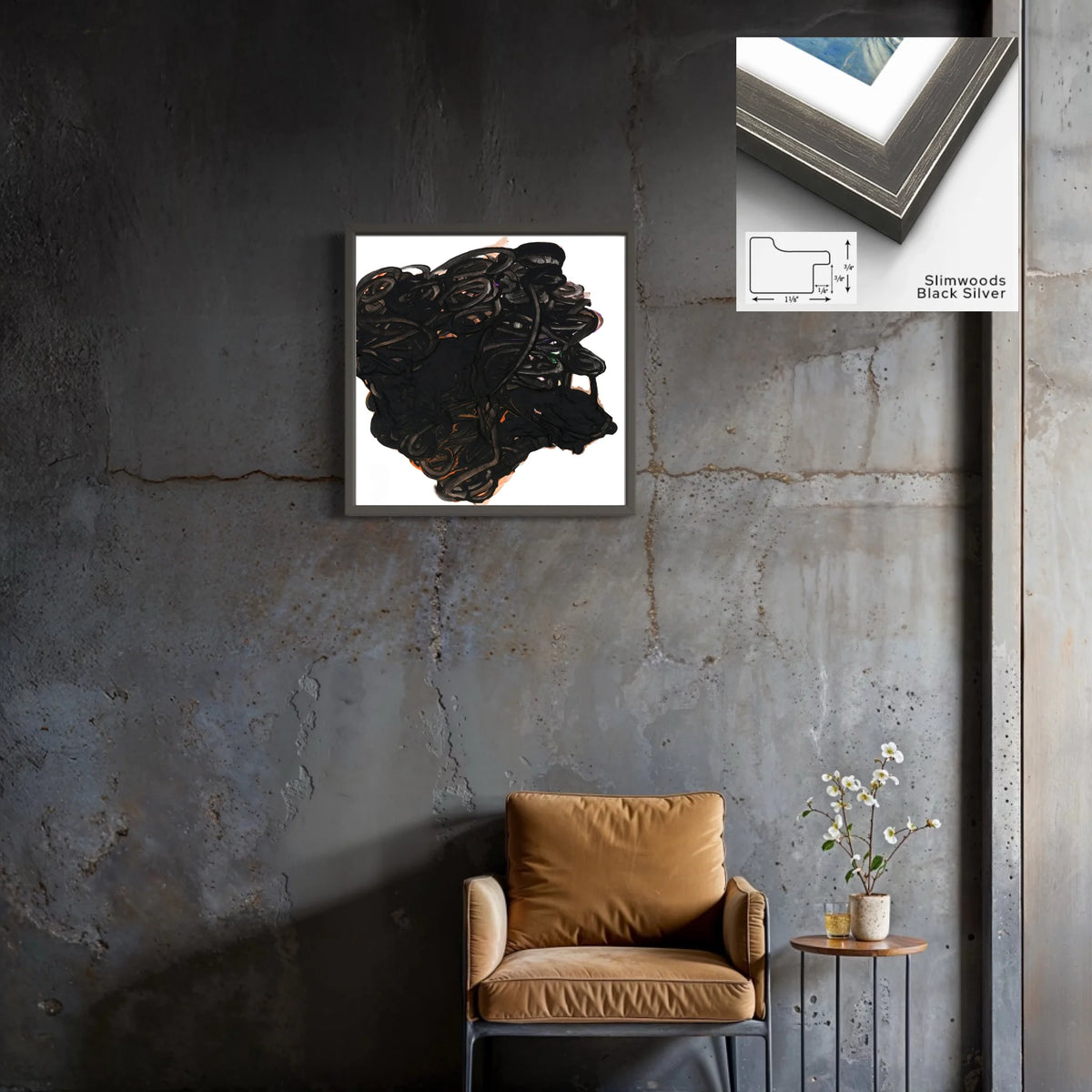 Canvas Slimwood black silver 1.125 x 0.75