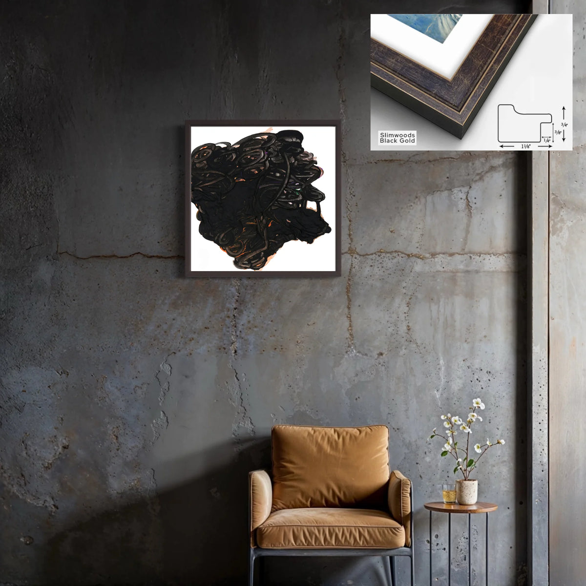 Canvas Slimwood black gold 1.125 x 0.75