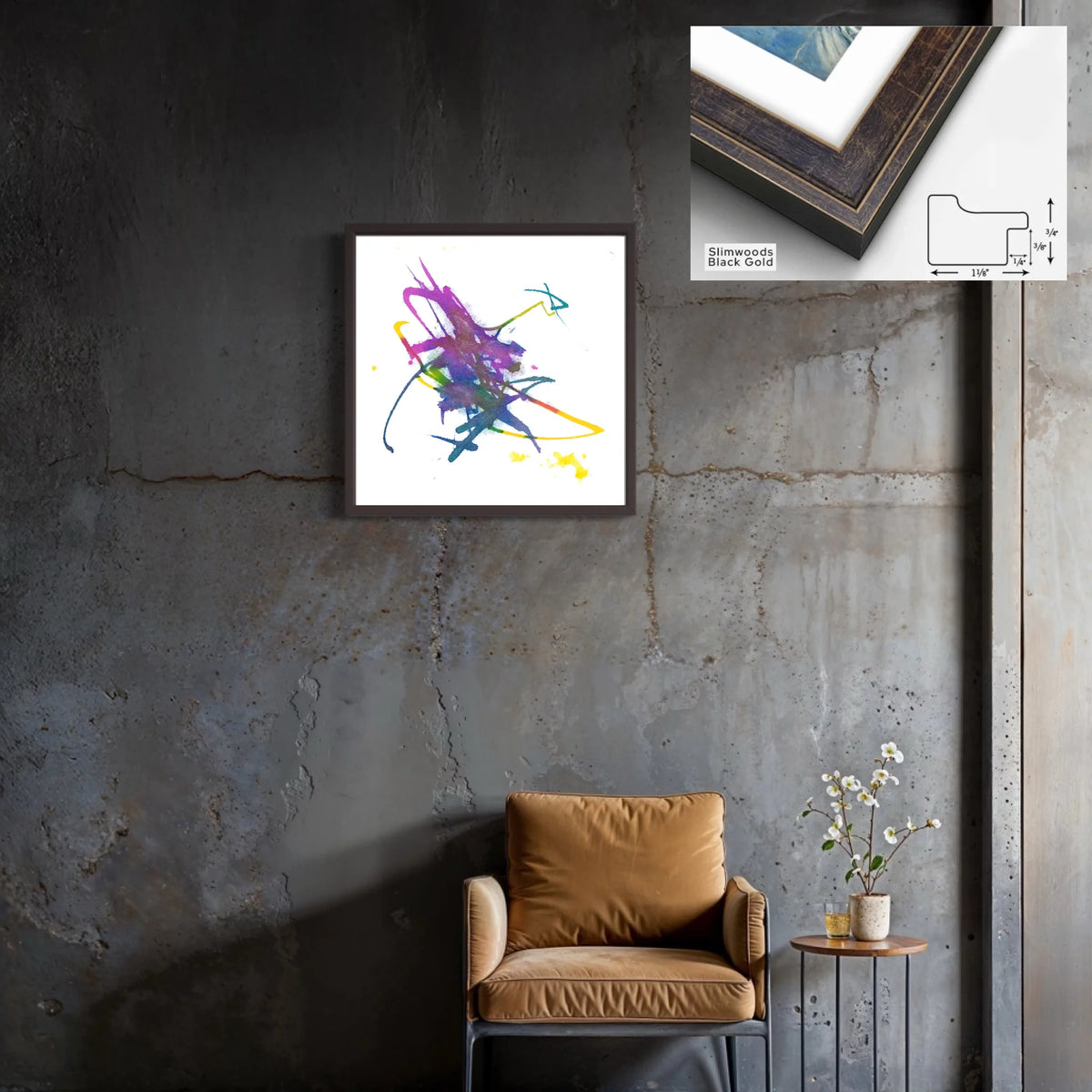 Canvas Slimwood black gold 1.125 x 0.75