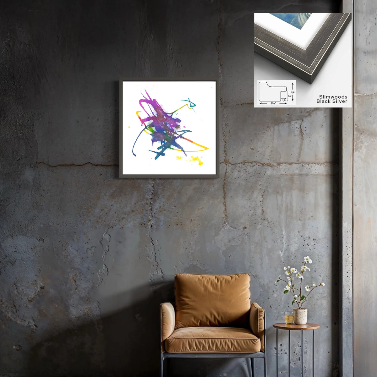 Canvas Slimwood black silver 1.125 x 0.75