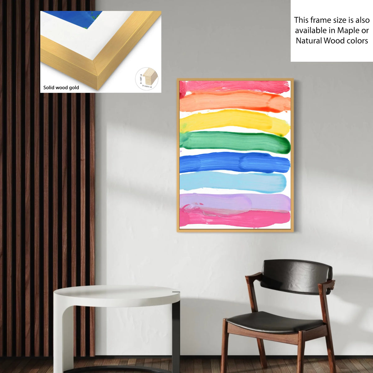 Solid wood gold 0.875x1.125_R3to4_30x40in