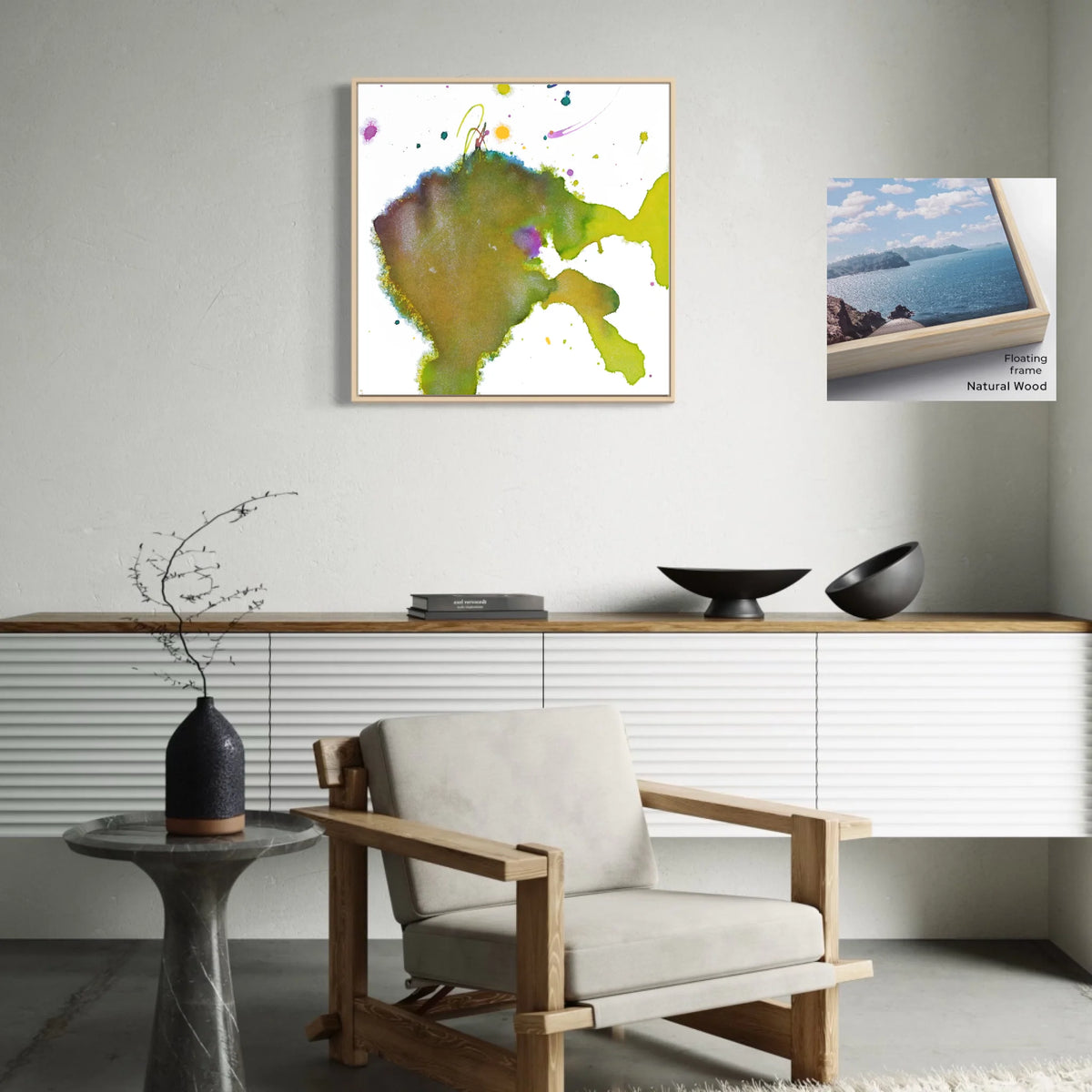 Canvas ratio 1 to 1_Floating_natural wood_CP-30x30-FNW