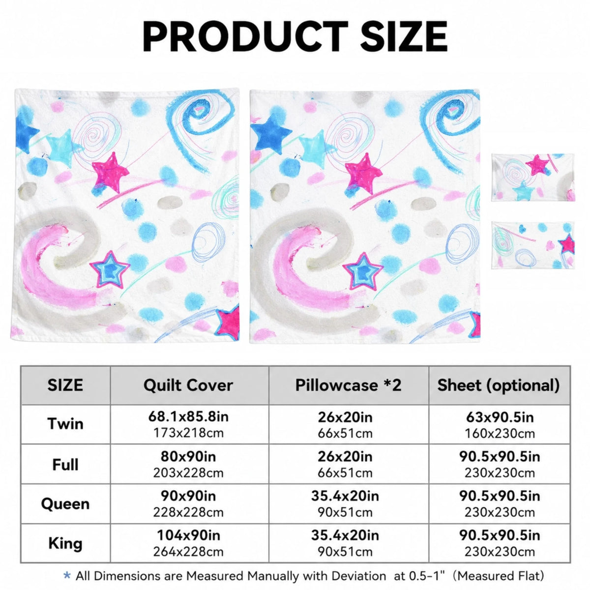 Bedding Set (Duvet cover, 2 pillow cases, and optional flat sheet), Customizable, Summer26