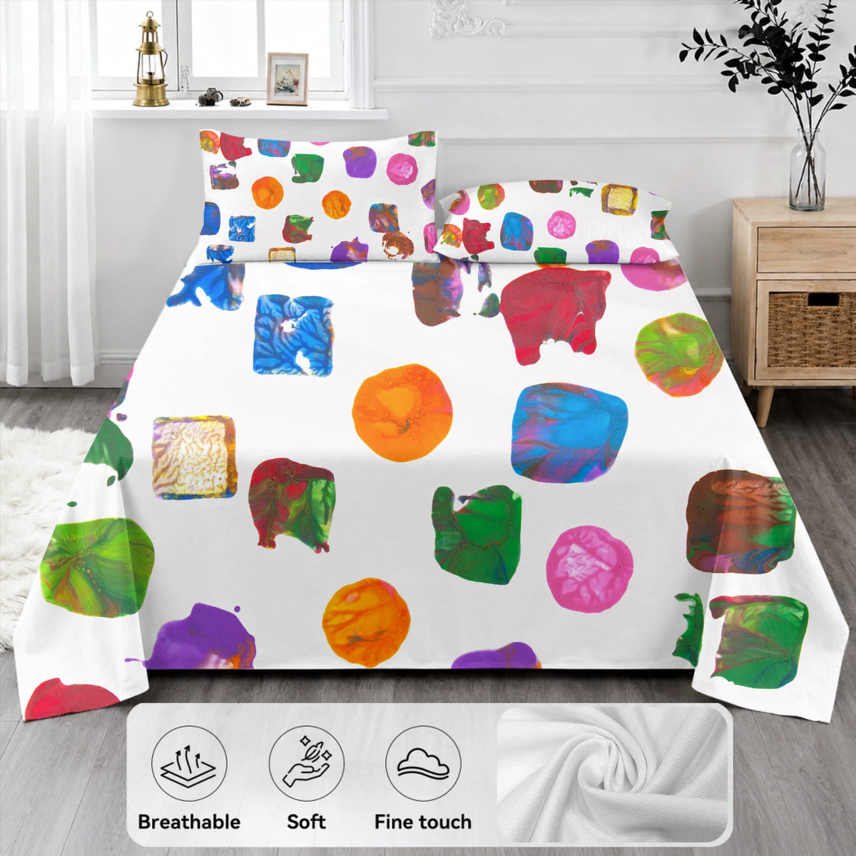 Bedding Set (Duvet cover, 2 pillow cases, and optional flat sheet), Customizable, Summer26