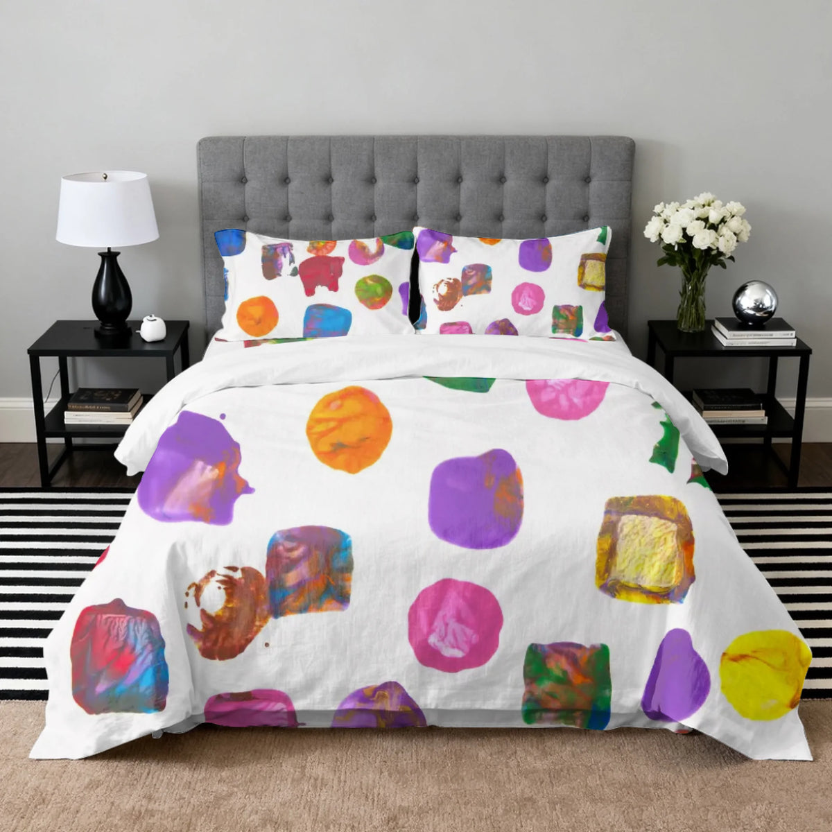 Bedding Set (Duvet cover, 2 pillow cases, and optional flat sheet), Customizable, Summer26