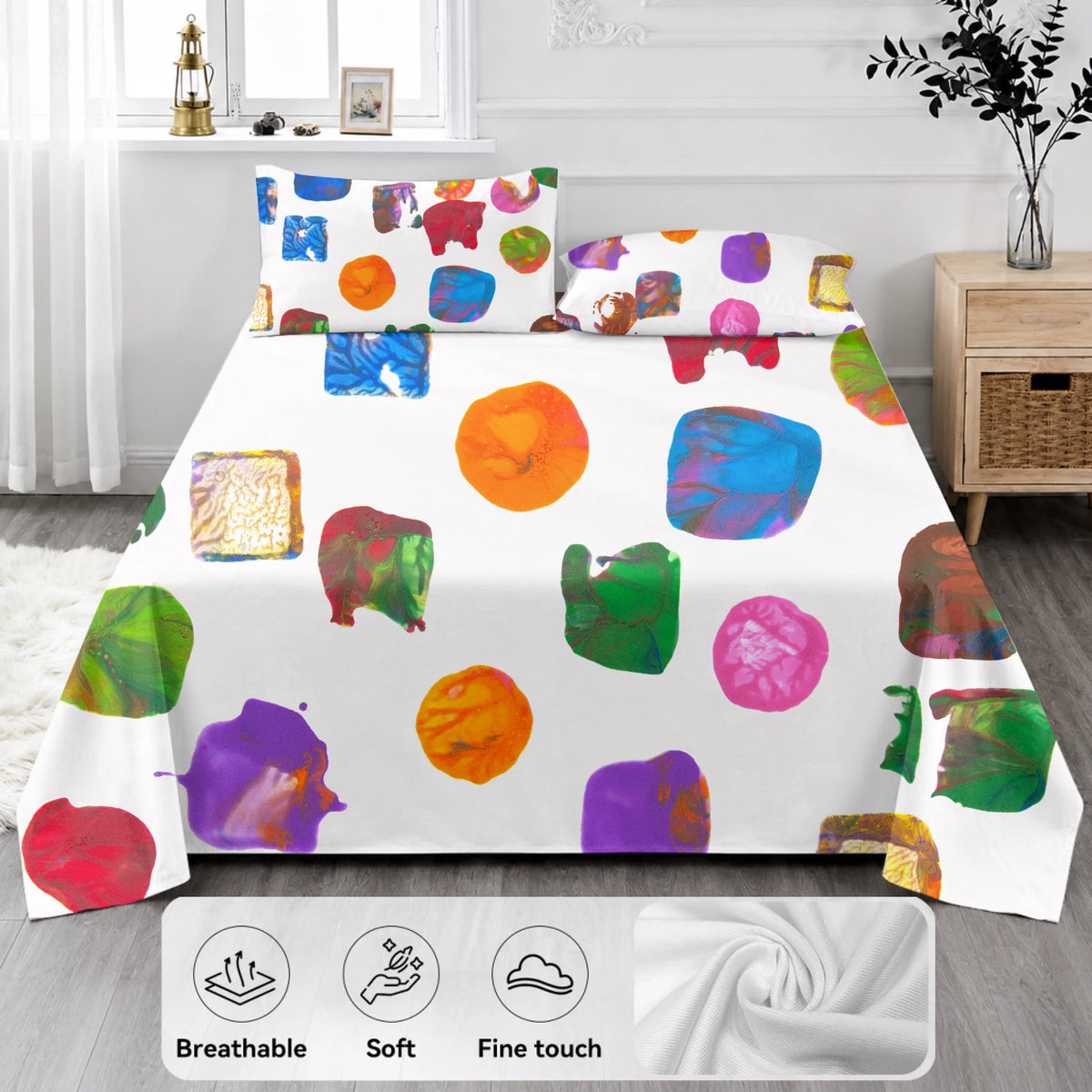 Bedding Set (Duvet cover, 2 pillow cases, and optional flat sheet), Customizable, Summer26