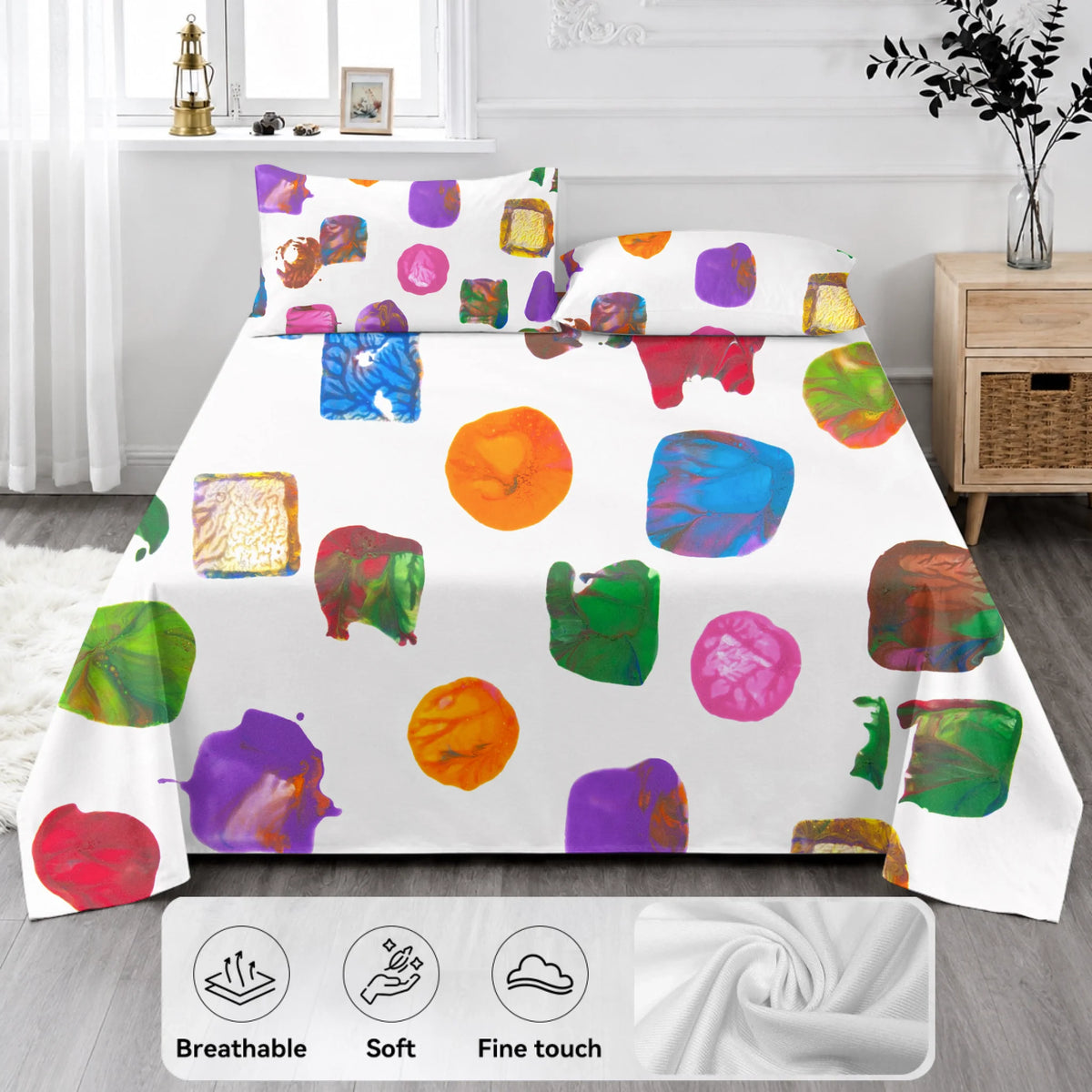 Bedding Set (Duvet cover, 2 pillow cases, and optional flat sheet), Customizable, Summer26