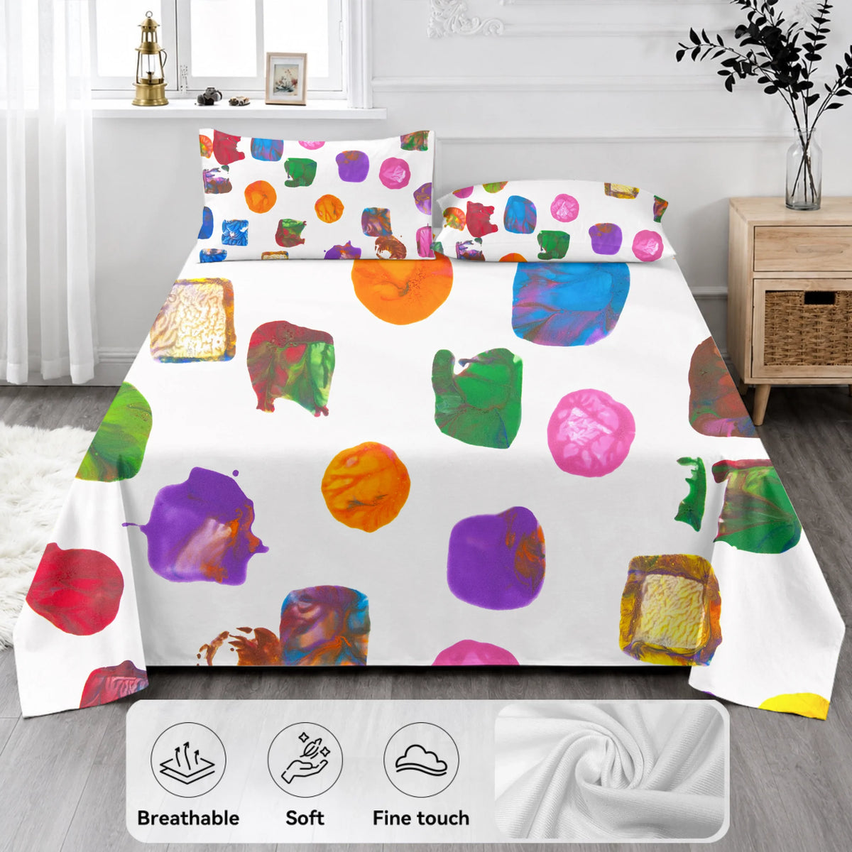 Bedding Set (Duvet cover, 2 pillow cases, and optional flat sheet), Customizable, Summer26
