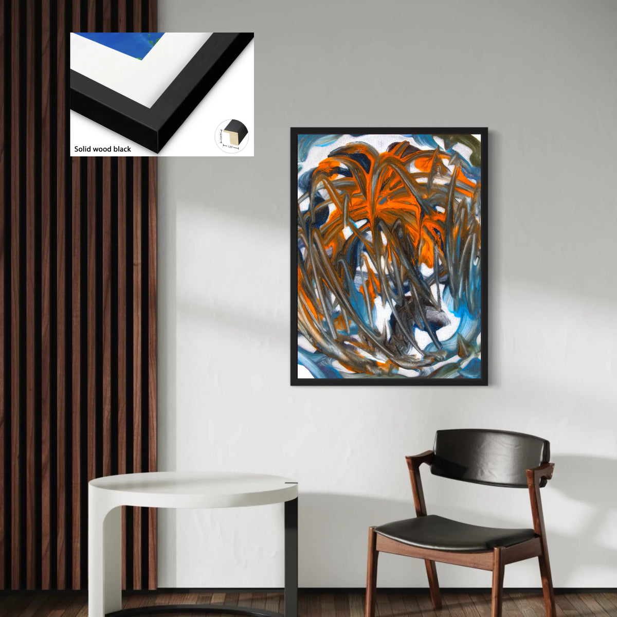 Solid wood black 1.25x0.875_R3to4_30x40in