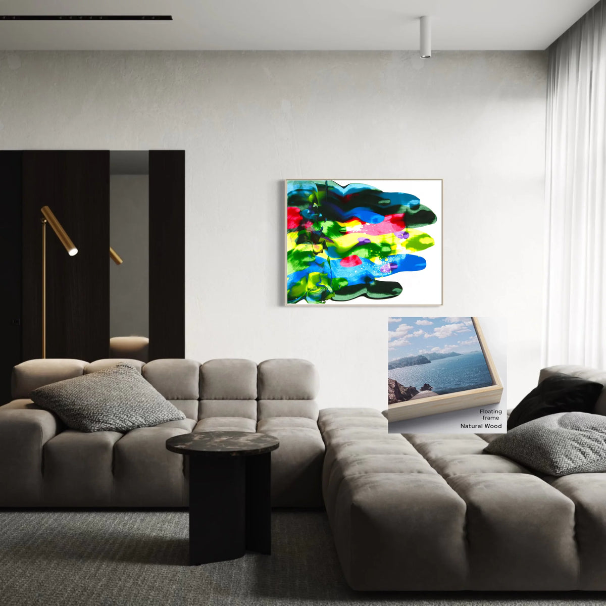 Floating_framed canvas_Natural wood_R 5 to 4_CP-45x36x0.75-FNW