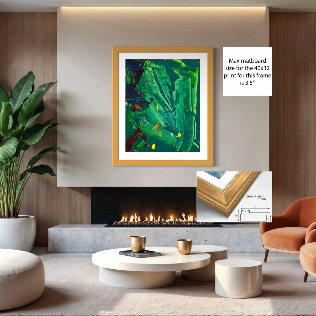 Paper print_Plein air gold_off white mat 3.5%22_3x1.125_36x45in