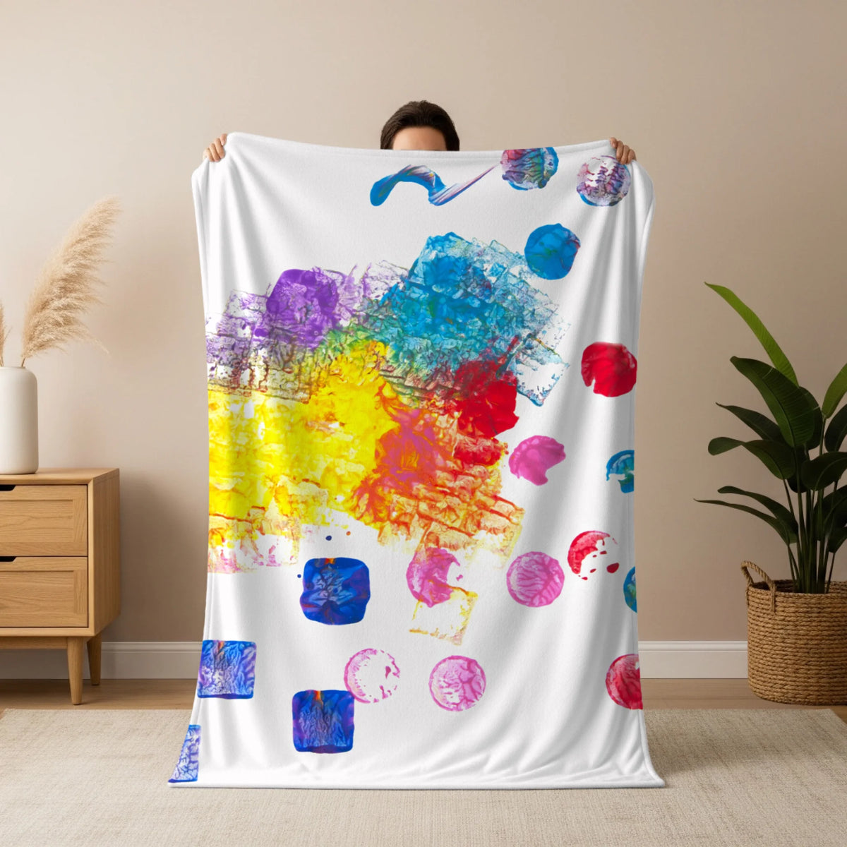 Man holding blanket mockup copy
